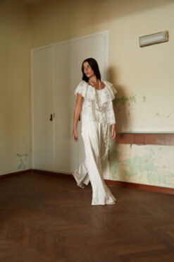 PANTALON TAUPE BLANCO